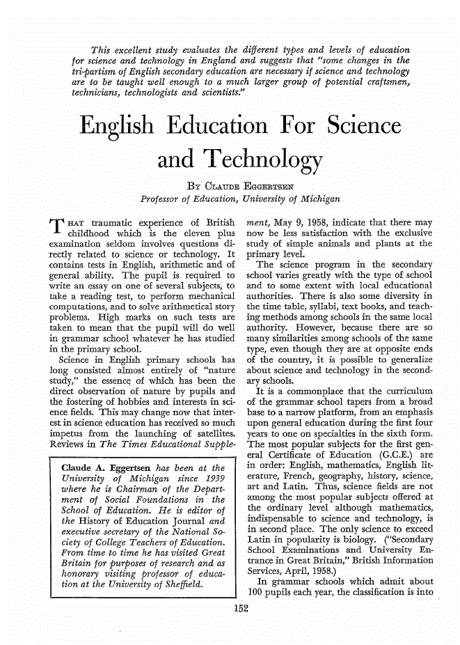 First page of English Education For Science and Technology