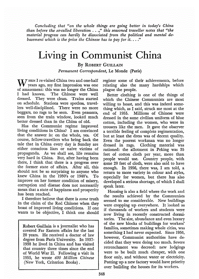First page of Living in Communist China