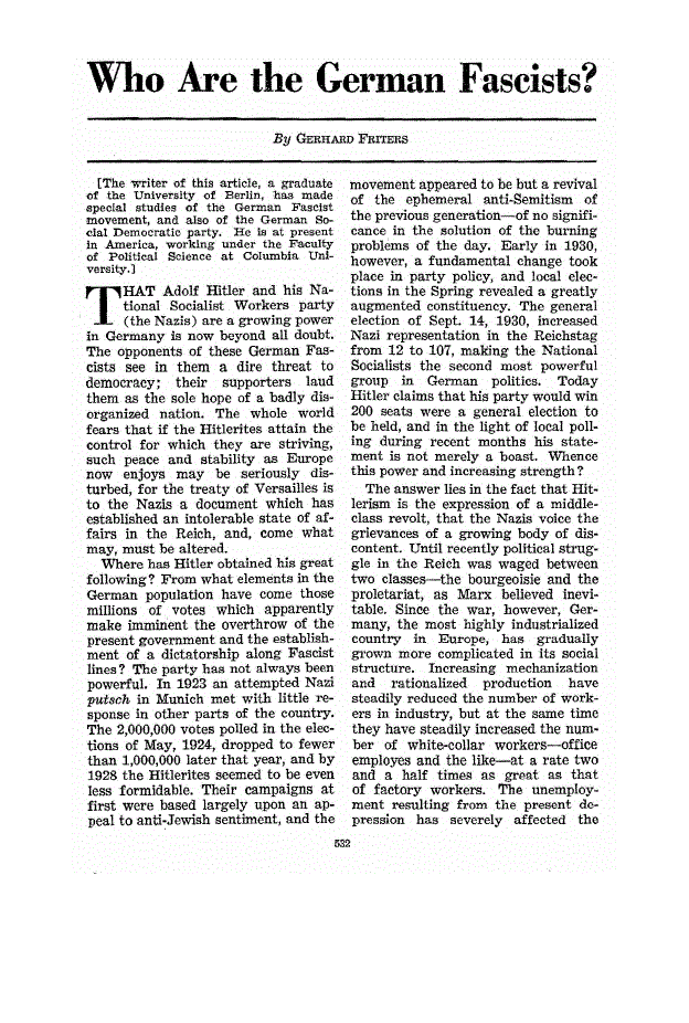 First page of Who Are the German Fascists?
