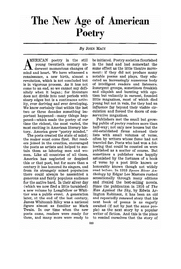 First page of The New Age of American Poetry