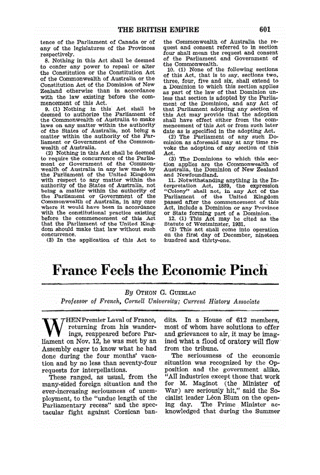 First page of France Feels the Economic Pinch