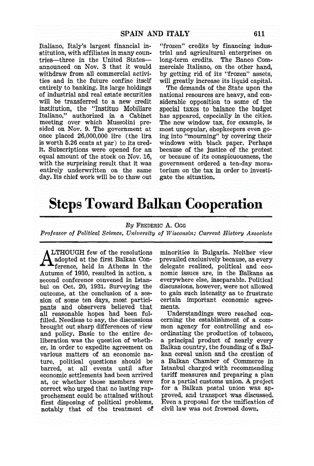 First page of Steps Toward Balkan Cooperation
