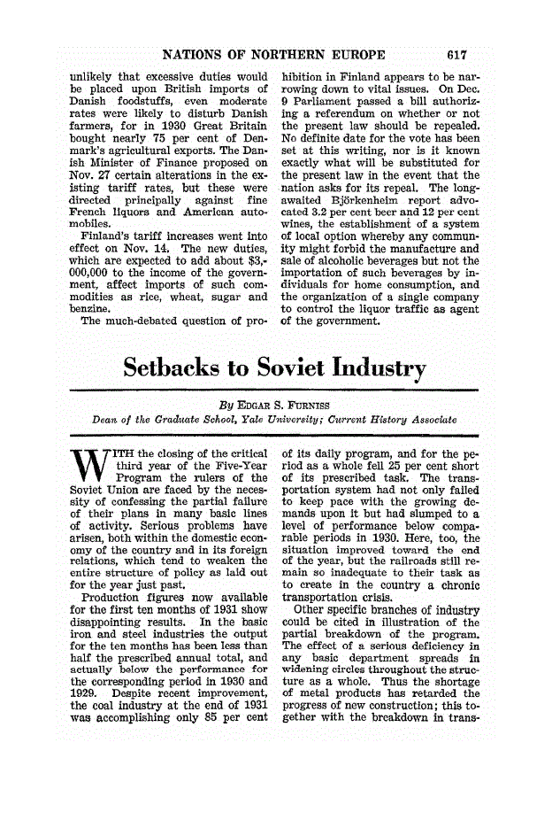 First page of Setbacks to Soviet Industry