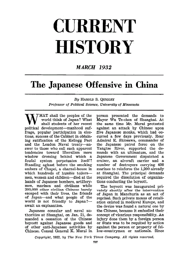 First page of The Japanese Offensive in China