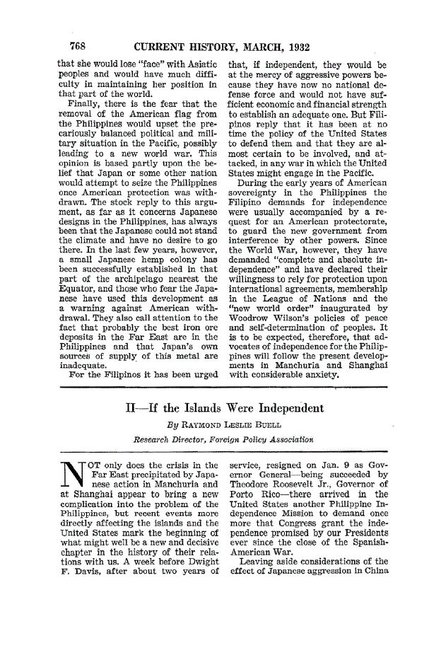 First page of II—If the Islands Were Independent