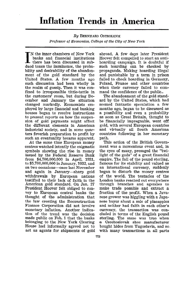 First page of Inflation Trends in America
