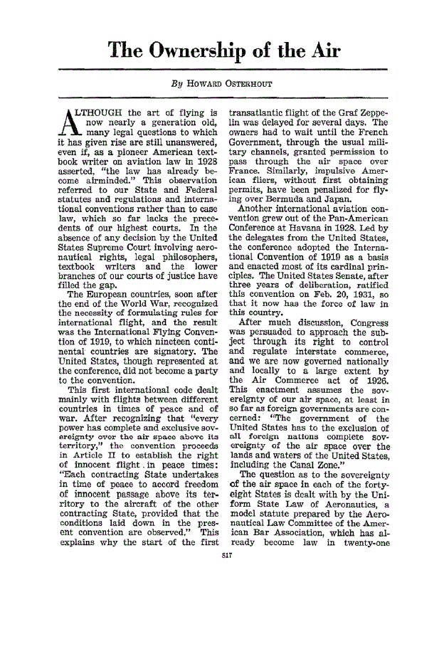 First page of The Ownership of the Air