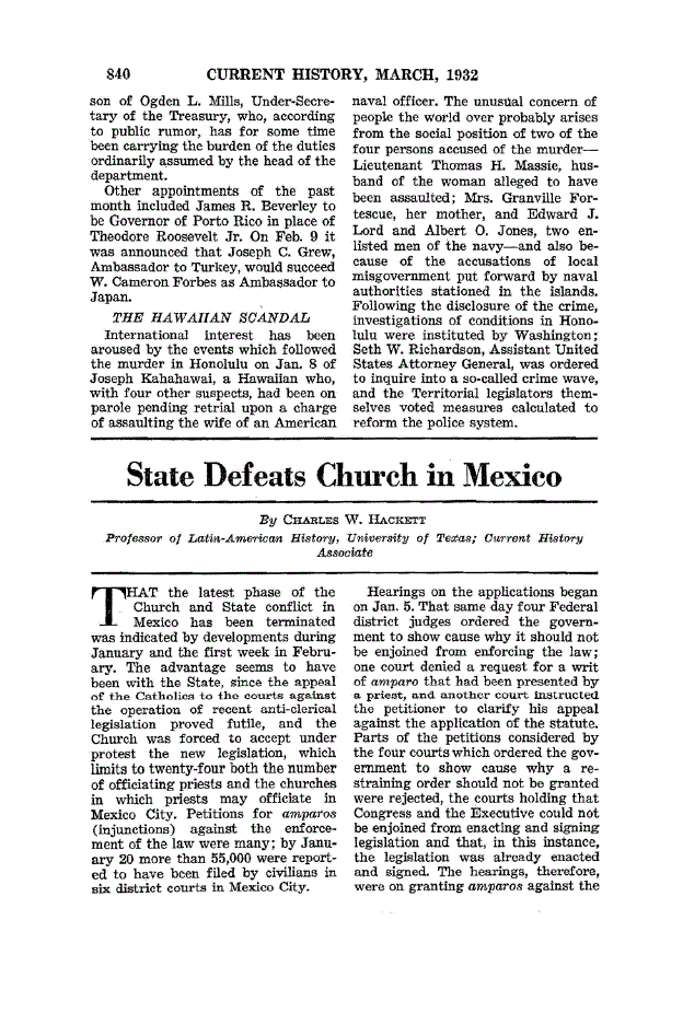 First page of State Defeats Church in Mexico