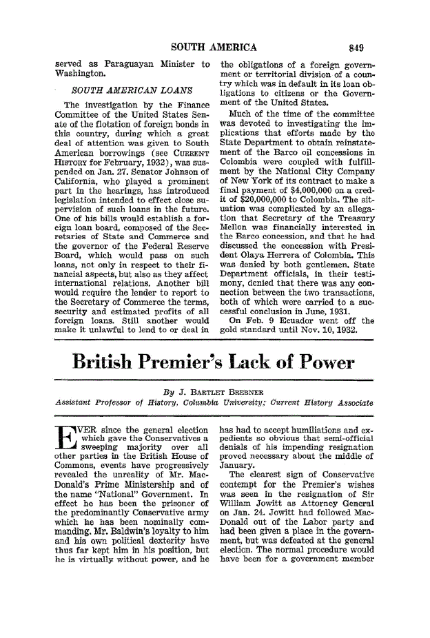 First page of British Premier’s Lack of Power