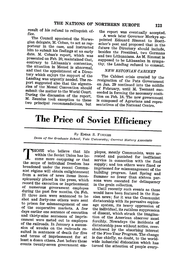 First page of The Price of Soviet Efficiency