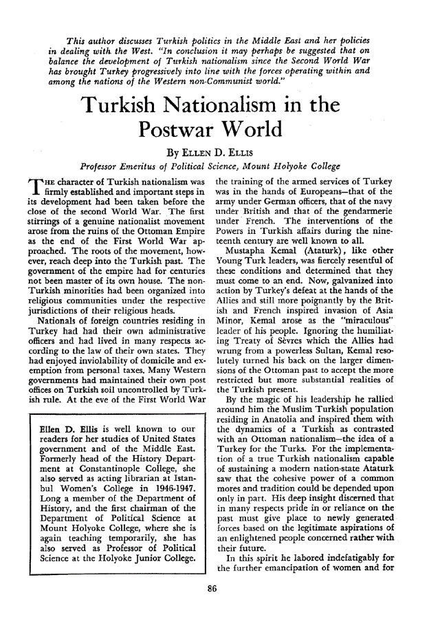 First page of Turkish Nationalism in the Postwar World