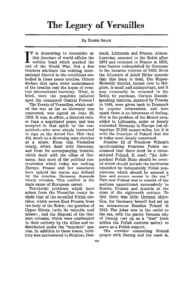 First page of The Legacy of Versailles
