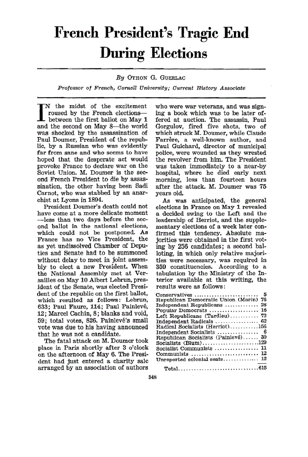 First page of French President’s Tragic End During Elections