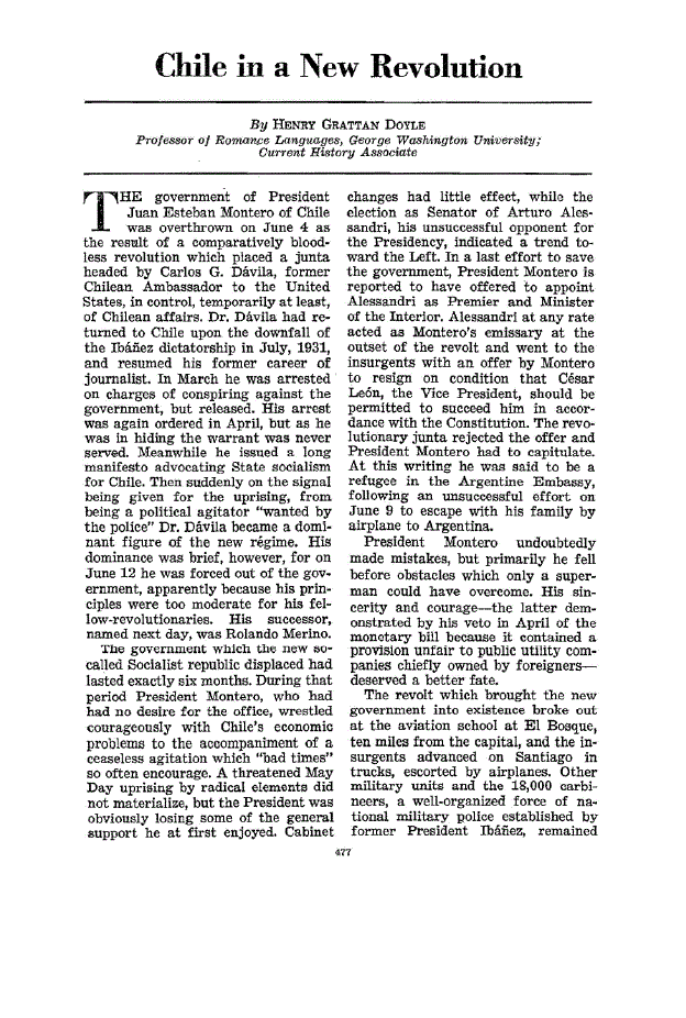 First page of Chile in a New Revolution