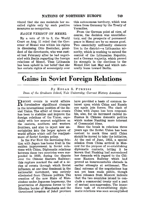 First page of Gains in Soviet Foreign Relations