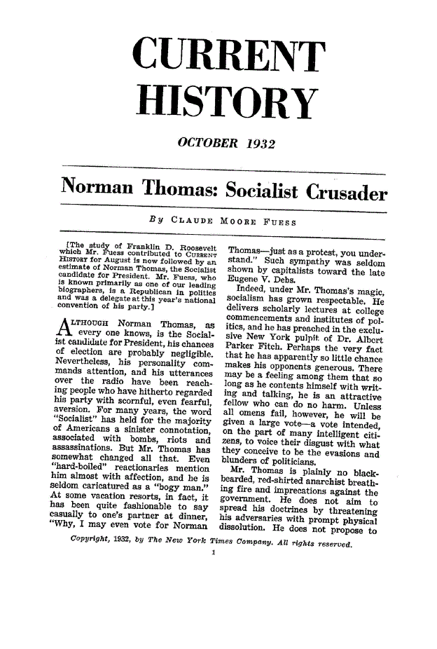 First page of Norman Thomas<subtitle>Socialist Crusader</subtitle>