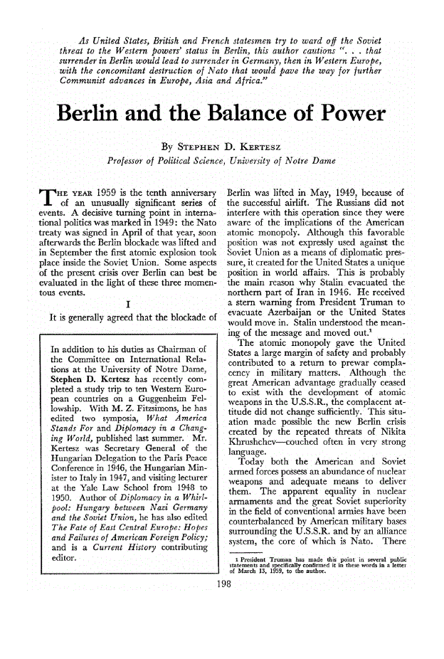 First page of Berlin and the Balance of Power