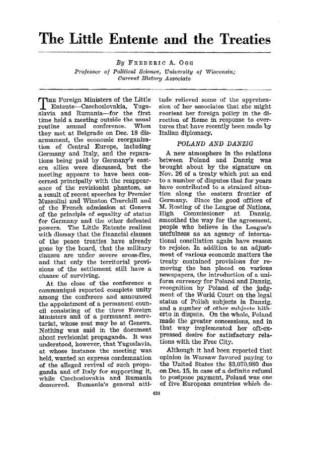 First page of The Little Entente and the Treaties