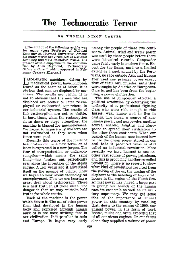First page of The Technocratic Terror