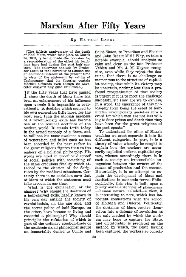 First page of Marxism After Fifty Years