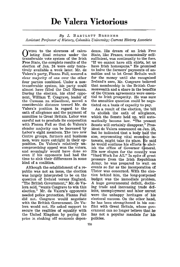 First page of De Valera Victorious