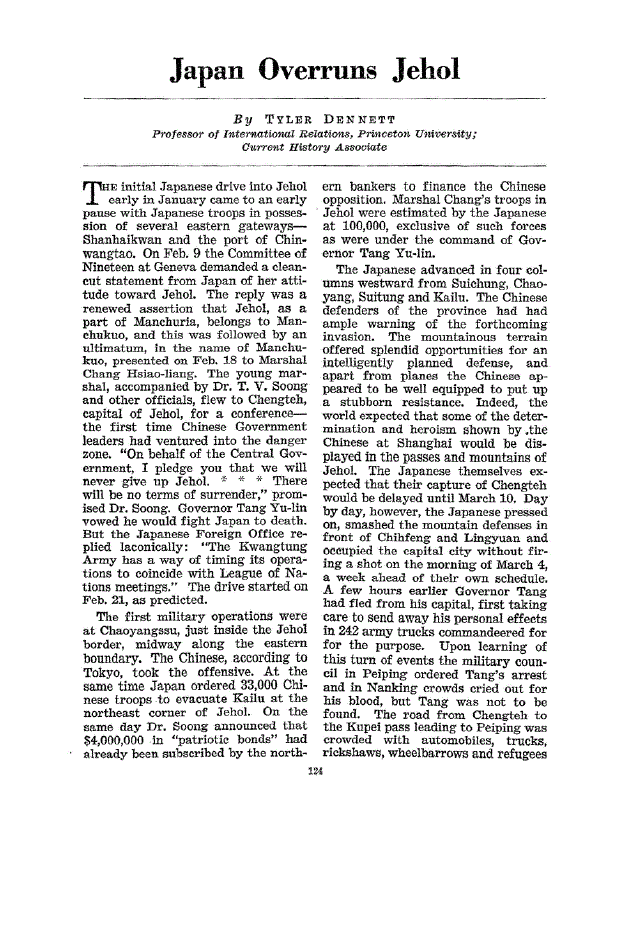 First page of Japan Overruns Jehol