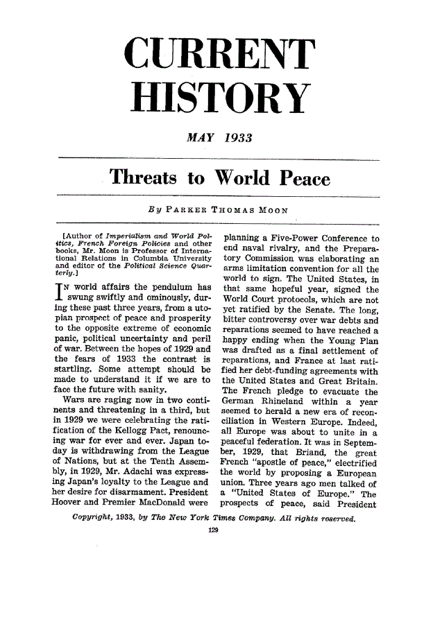 First page of Threats to World Peace