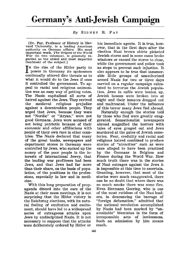 First page of Germany’s Anti-Jewish Campaign