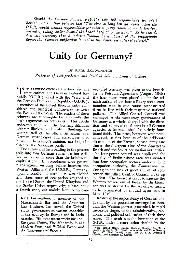 First page of Unity for Germany?