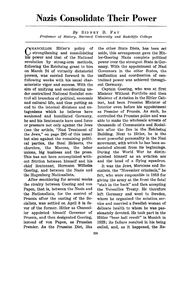 First page of Nazis Consolidate Their Power