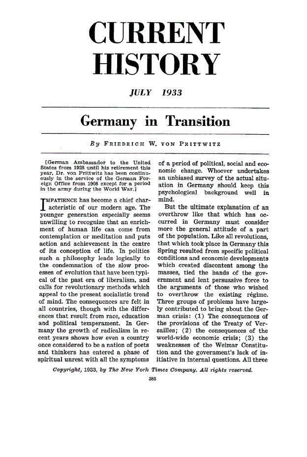 First page of Germany in Transition