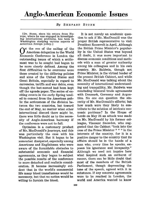 First page of Anglo-American Economic Issues