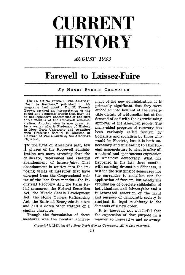 First page of Farewell to Laissez-Faire