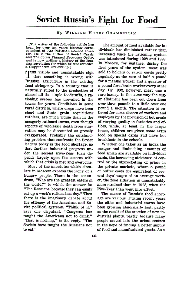 First page of Soviet Russia’s Fight for Food