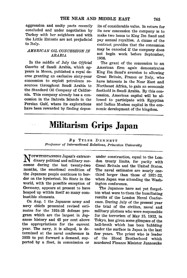 First page of Militarism Grips Japan