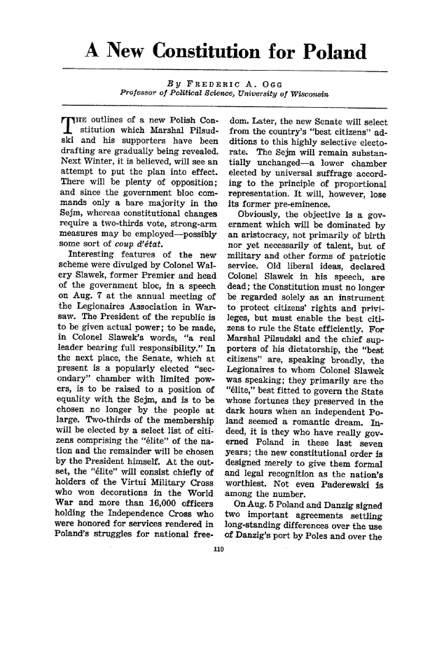 First page of A New Constitution for Poland