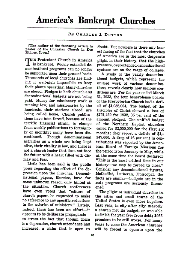 First page of America’s Bankrupt Churches