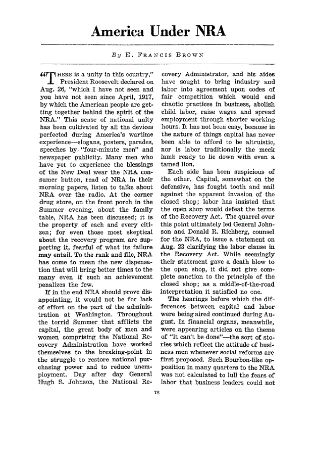 First page of America Under NRA