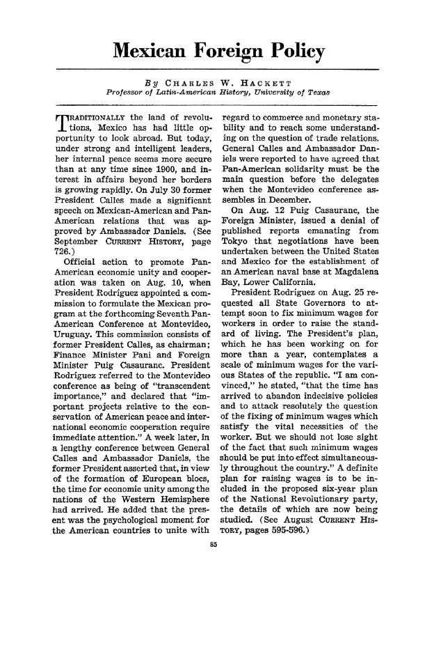 First page of Mexican Foreign Policy
