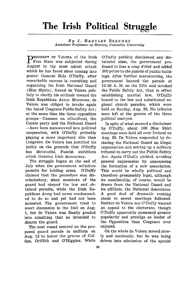 First page of The Irish Political Struggle