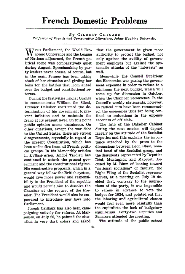 First page of French Domestic Problems