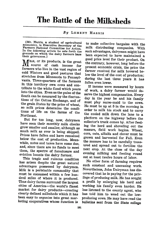 First page of The Battle of the Milksheds