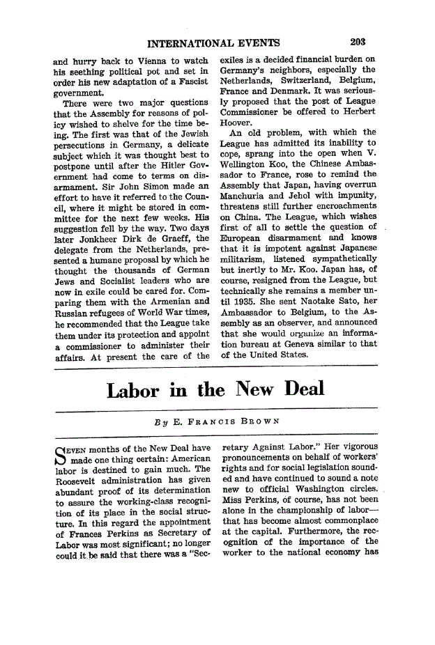 First page of Labor in the New Deal