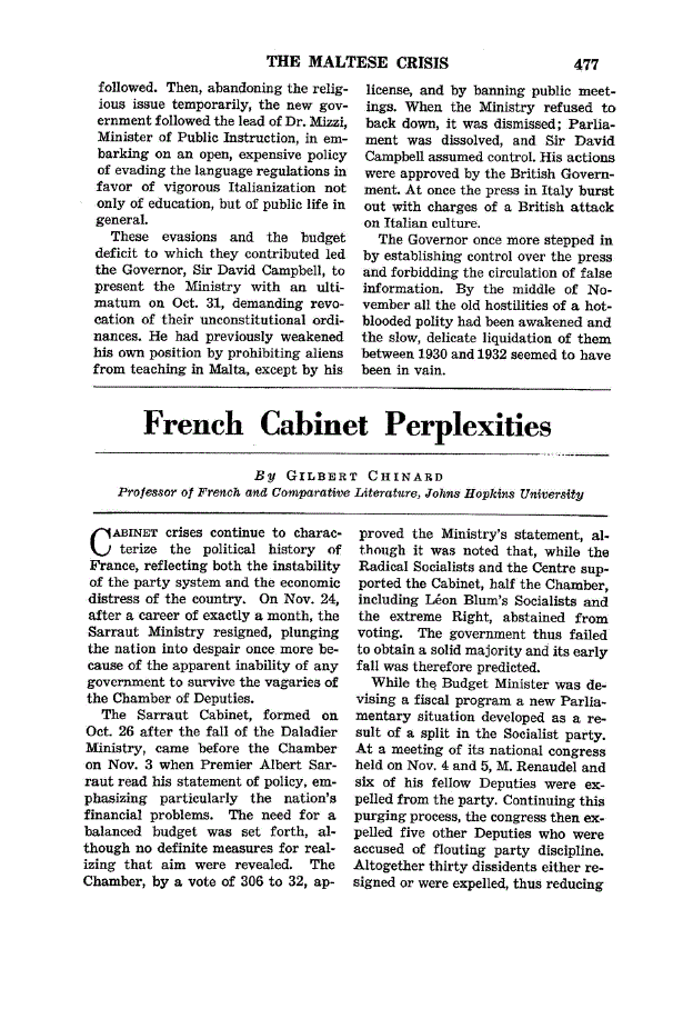 First page of French Cabinet Perplexities