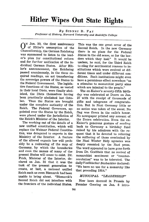 First page of Hitler Wipes Out State Rights