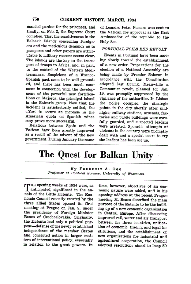 First page of The Quest for Balkan Unity