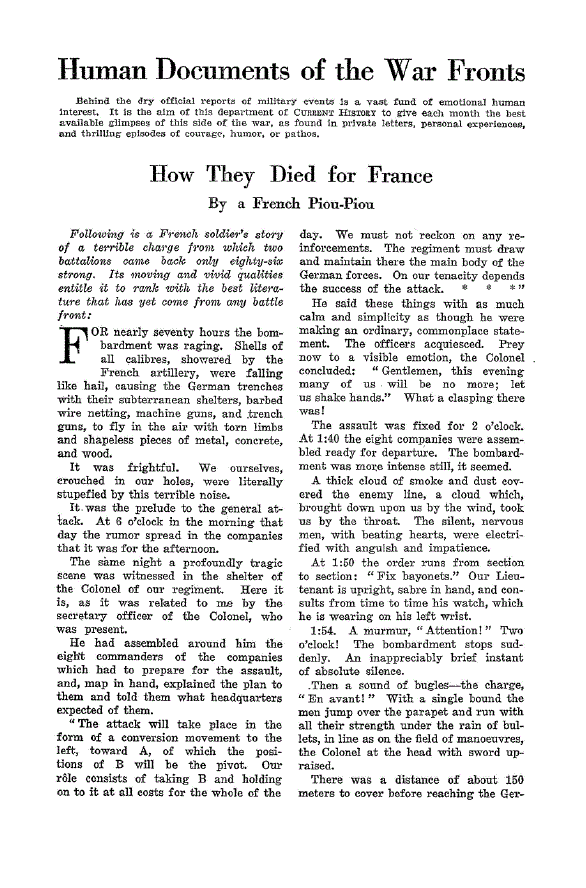 First page of How they Died for France