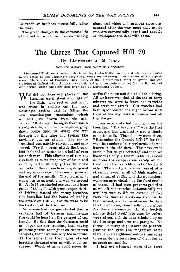 First page of The Charge that Captured Hill 70