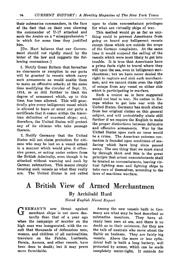 First page of A British View of Armed Merchantmen