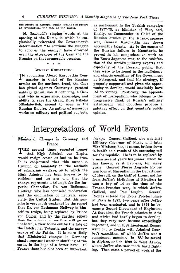 First page of Interpretations of World Events